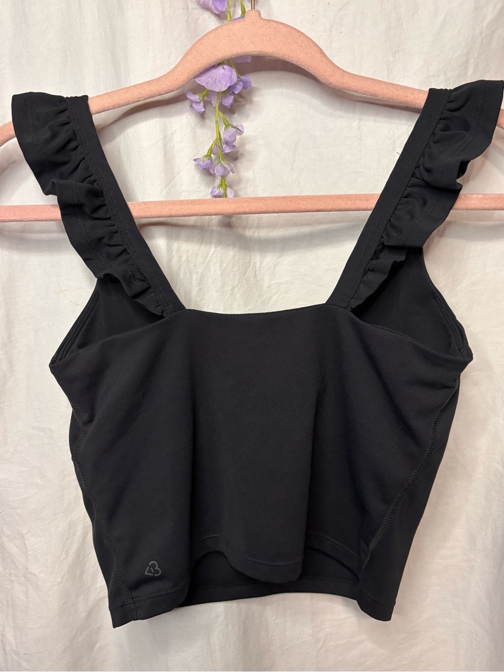 Blogilates Black Ruffle Strap Tank Top - Small - Picture 2 of 3